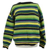 Dámský zeleno-žluto-fialový pruhovaný svetr Shein 