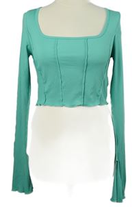 Dámské mátové žebrované crop triko Shein 