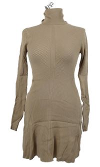 Nové - Dámské béžové žebrované pletené šaty Zara 