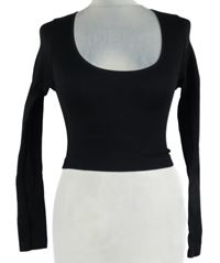 Dámské černé žebrované sportovní crop triko Primark 