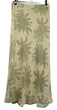 Nové - Dámská béžovo-khaki vzorovaná midi sukně Primark 