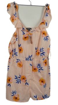 Dámský světlerůžový květovaný letní overal Primark 