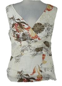 Dámský bílý květovaný šifonový halenkový top S. Oliver 