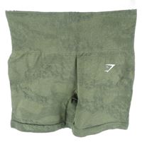 Dámské khaki batikované sportovní elastické kraťasy Gymshark