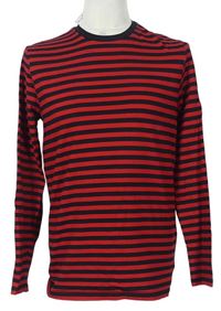 Pánské červeno-černé pruhované triko zn. H&M