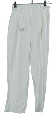 Dámské bílé culottes kalhoty s páskem Primark 
