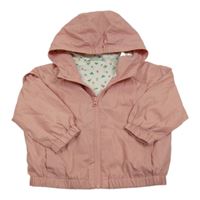Světlerůžová šusťáková jarní bunda s kapucí 