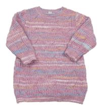 Růžovo-barevné melírované pletené šaty Primark