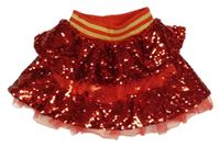 Červená flitrovaná sukně s proužky 