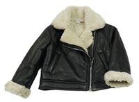 Černá koženková zateplená bunda Primark