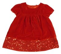 Červené sametové šaty s flitry M&S