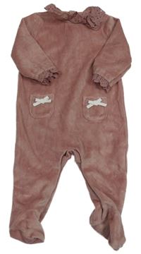 Starorůžový sametový overal s volánkem Matalan