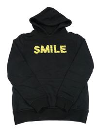 Černá mikina s nápisem  a kapucí