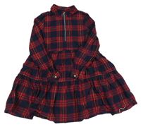 Tmavomodro-červené kostkované flanelové šaty Nutmeg