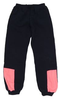 Tmavomodro-neonově růžové tepláky