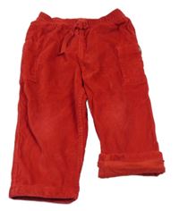 Červené podšité manšestráky s kapsami Petit Bateau