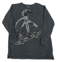 Tmavošedé triko s opicí Next