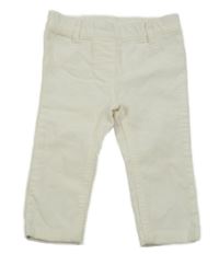 Smetanové manšestrové elastické kalhoty 