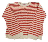 Červeno-smetanový pruhovaný svetr H&M