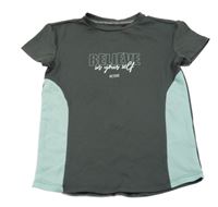 Tmavošedo-zelené sportovní tričko s nápisy Active Touch