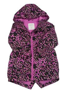 Purpurovo-černo-zlatá vzorovaná šustáková jarní parka s kapucí Matalan