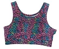 Růžovo-modro-černý vzorovaný sportovní crop top Tu