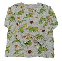 Šedé pyžamové triko s dinosaury 