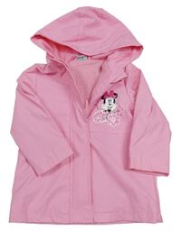 Růžová nepromokavá podzimní bunda s Minnie a kapucí Disney