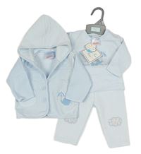 3set - Světlemodrá propínací mikina s kapucí + tepláky + triko 