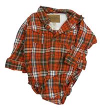 Červeno-tmavošedé kostkované košilové body OshKosh