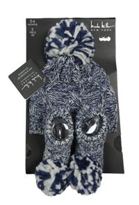 Nové - 2set - Tmavomodro-bílá melírovaná čepice + capáčky 