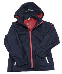 Tmavomodrá šusťáková jarní bunda s kapucí 