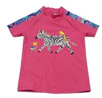 Růžovo-vzorované UV tričko se zebrou 