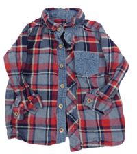 Šedomodro-červená kostkovaná košile George