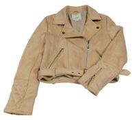 Pudrová semišová crop bunda River Island