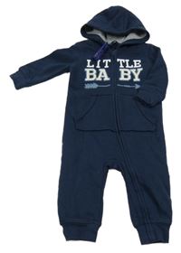 Nové - Tmavomodrá tepláková kombinéza s nápisem a kapucí Lupilu