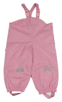 Růžové šusťákové laclové podšité kalhoty 