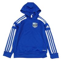 Modrá sportovní funkční mikina s erbem a kapucí Adidas