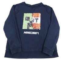 Tmavomodrá mikina s obrázkem z překlápěcích flitrů - Minecraft Next