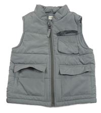 Šedá šusťáková zateplená vesta s kapsami F&F