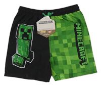 Nové - Černo-zelené plážové kraťasy Minecraft 
