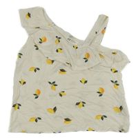 Bílý asymetrický top s citrony a volánkem H&M