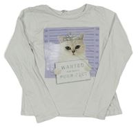 Smetanové triko s kočičkou H&M