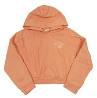 Broskvová crop mikina s nápisem a kapucí River Island