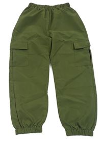 Khaki šusťákové cargo cuff kalhoty Shein