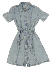 Světlemodré riflové propínací šaty s páskem Denim Co. 