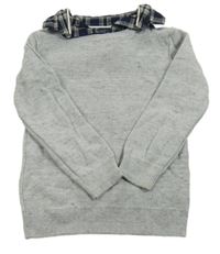 Šedý svetr se všitou košilí Next 