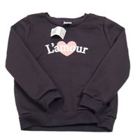 Nové - Lilková mikina se srdíčkem a nápisem Pepco