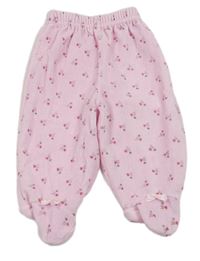 Světlerůžové sametové polodupky s kytičkami 