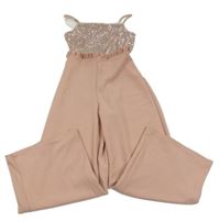 Světlerůžový culottes overal s flitry River Island